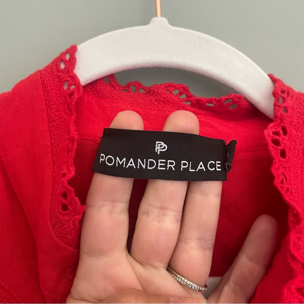 Tuckernuck Pomander Place Dutton Eyelet Sleeveless Mini Dress in Poppy Red - Picture 7 of 15